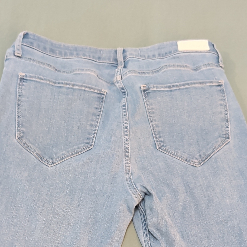 Women's Light Blue Flared Jeans- Split hem + Hollister Large - Picture 4 of 6